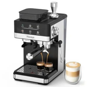 Espresso Machine with Grinder – 20 Bar Professional Coffee Maker with Milk Frother & Stainless Steel Design