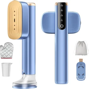 2-in-1 Garment Steamer & Steam Iron – 1200W Handheld Wrinkle Remover with 15s Fast Heat & Touch Control (Portable Blue)