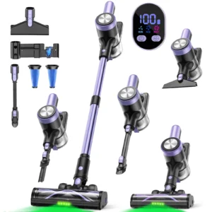 Cordless Vacuum Cleaner 50KPa / 55-Min Runtime – Self-Standing Anti-Tangle Stick Vacuum with Wall Mount Charging