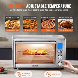 SucceBuy 10-in-1 Convection Oven 28L – 1800W Countertop Oven with Touchscreen, Rotisserie & 4-Tier Cooking