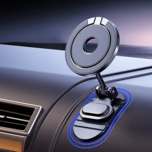 Dual Magnetic Car Phone Holder – 360° Rotation Foldable Dashboard Mount with 20 Strong Magnets